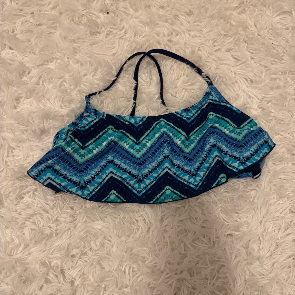 Chevron Patterned Blue Crop Top